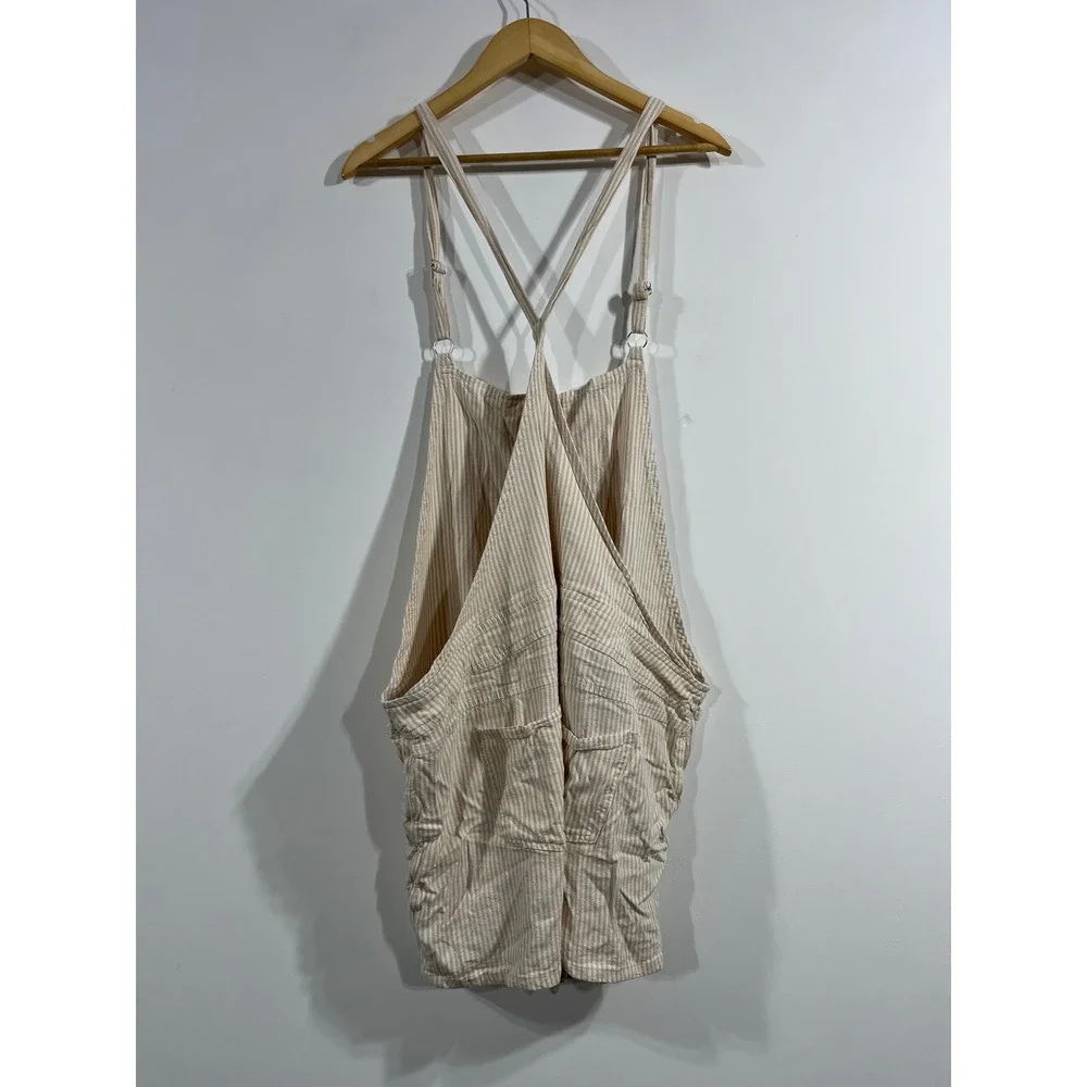 Torrid Gardening Coastal Beachy Striped Linen Blend Overalls Womens 3X Fisherman